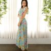Boho Surplice Neck High Split Floral and Dot Maxi Dress - Image 3