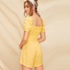 Boho Yellow Mini Plain Romper Spring Casual Women Playsuit - Image 2
