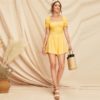 Boho Yellow Mini Plain Romper Spring Casual Women Playsuit - Image 3