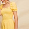 Boho Yellow Mini Plain Romper Spring Casual Women Playsuit - Image 5
