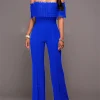 Casual Lace Patchwork Sleeveless One Piece Full Length Jumpsuit