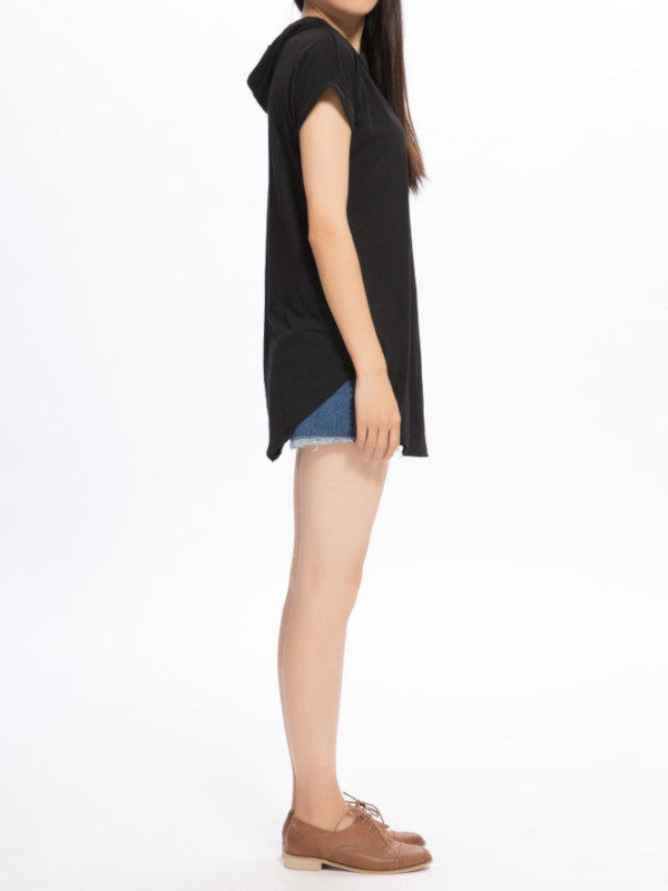Casual Loose Pocket Hood Short Sleeve T-Shirt - Image 2
