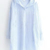 Casual Women Loose Button Irregular Hem Hooded Shirts - Image 2