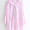 Casual Women Loose Button Irregular Hem Hooded Shirts - Image 3