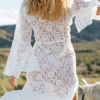 Cover Up Dress Boho Lace Maxi Dress Long Sleeve Sheer Split Dress - Image 3