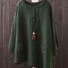 Crew Neck Button Long Sleeve Blouse