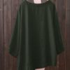 Crew Neck Button Long Sleeve Blouse - Image 2