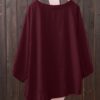 Crew Neck Button Long Sleeve Blouse - Image 4