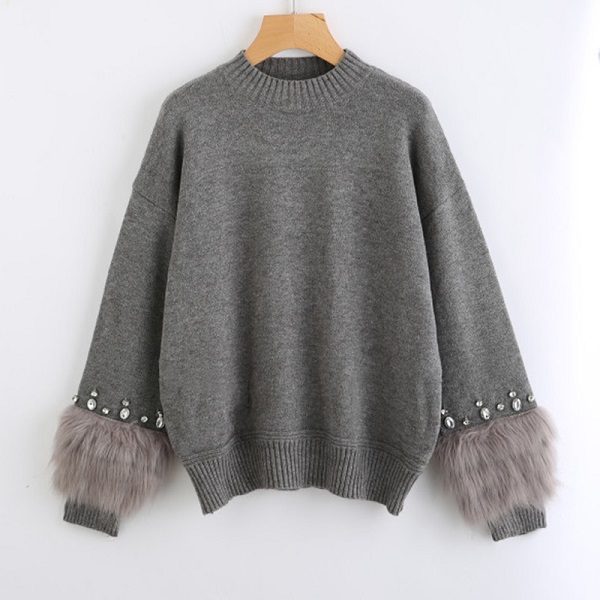 Crew Neck Casual Pullovers Autumn Elegant Long Sleeve Sweater