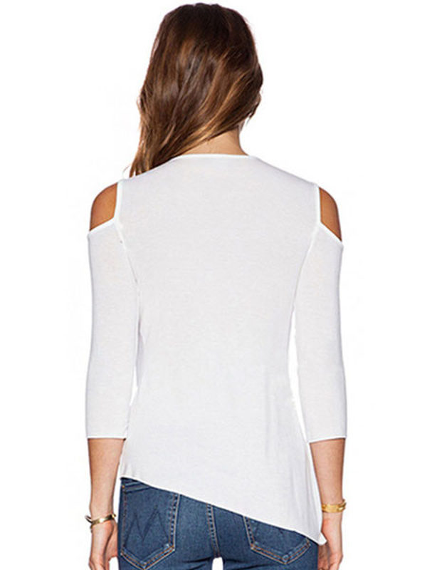 Designed Neckline Cut Out Slim Fit Casual T Shirt - Image 2