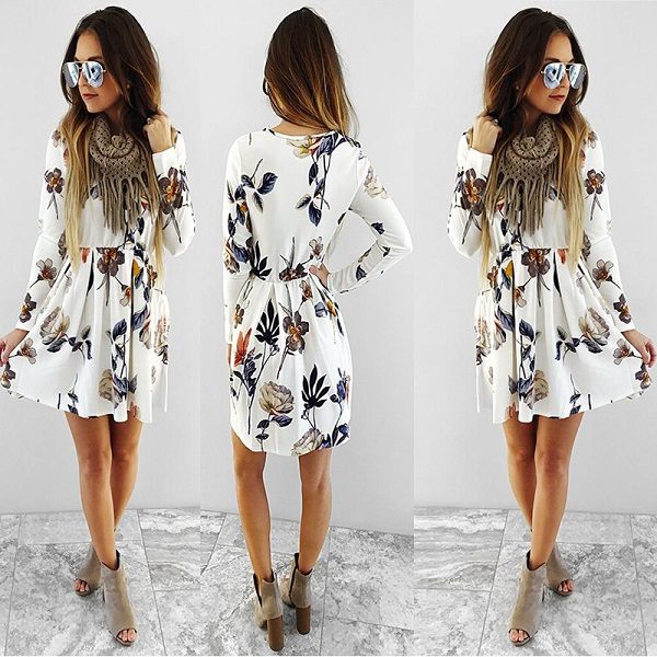 Fashion Floral Spring Mini Dress - Image 3