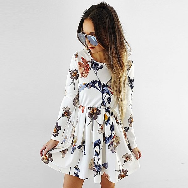 Fashion Floral Spring Mini Dress - Image 2