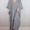 Fashion Striped Sexy Deep V-Neck V-Back Beach Long Dress Summer Batwing Sleeves Loose Maxi Dresses For Women - Image 4
