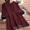 Floral Print O-neck Long Sleeve Blouse