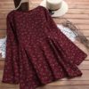 Floral Print O-neck Long Sleeve Blouse - Image 2