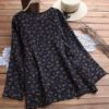 Floral Print O-neck Long Sleeve Blouse - Image 4