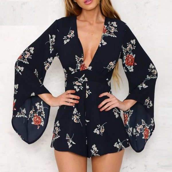 Floral Print Playsuits Sexy Jumpsuits Short Rompers Overalls