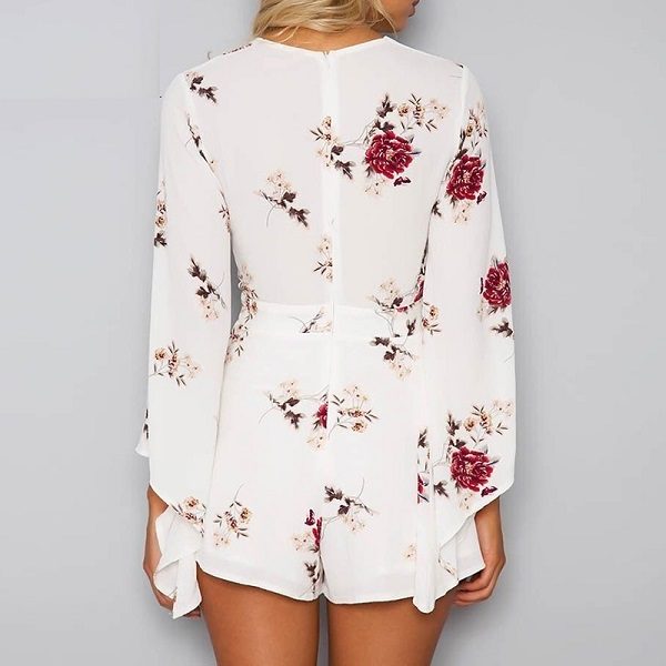 Floral Print Playsuits Sexy Jumpsuits Short Rompers Overalls - Image 4