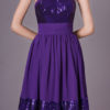 Grape Purple Strapless Sequined Short Chiffon Dress - Image 9