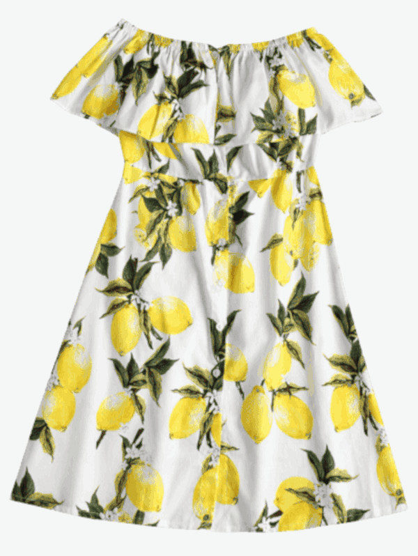 Lemon Ruffle Off The Shoulder Midi Dress - Image 3