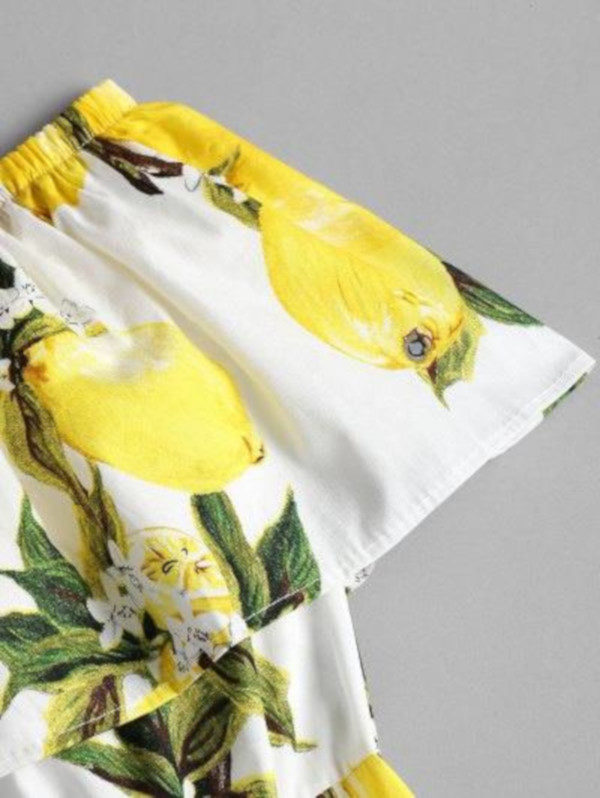 Lemon Ruffle Off The Shoulder Midi Dress - Image 4