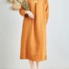 Linen V-Neck Long Sleeve Dress - Image 9