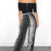 Off Shoulder Jumpsuit Stripe Tie Belt Wide Leg Jumpsuit For Women - Image 4