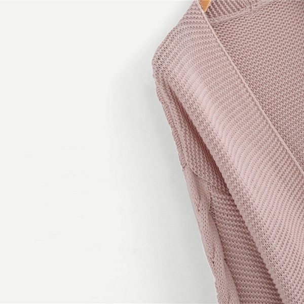 Plus Size Acrylic Casual Women Pink Solid Sweater - Image 3