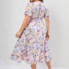 Plus Size New In Dresses Cottagecore Flounce Tie Floral Surplice Midi Dress Plunging Neck Asymmetric Printed - Image 4