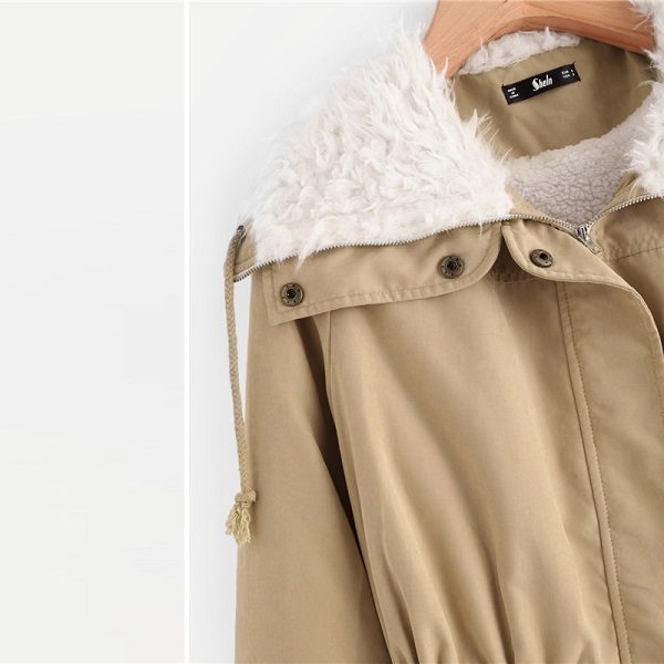 Preppy Fleece Drawstring Coat Winter Women Outerwear - Image 5