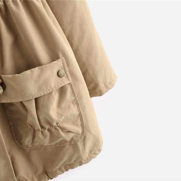 Preppy Fleece Drawstring Coat Winter Women Outerwear - Image 4