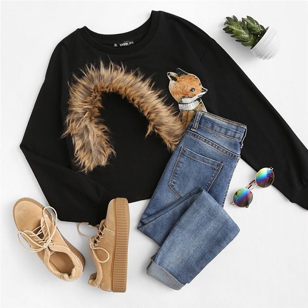 Round Neck Casual Fall Women Sweatshirt - Image 5