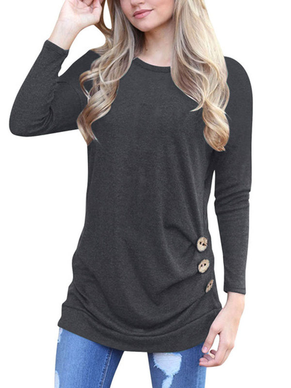 Round Neck Long Sleeve Shaping T Shirt - Image 3