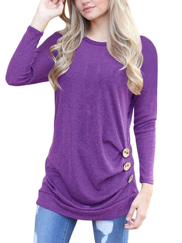 Round Neck Long Sleeve Shaping T Shirt - Image 5