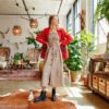 Rust Office Lady Single Button Up Notched Collar Long line Solid Elegant Blazer