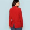 Rust Office Lady Single Button Up Notched Collar Long line Solid Elegant Blazer - Image 4