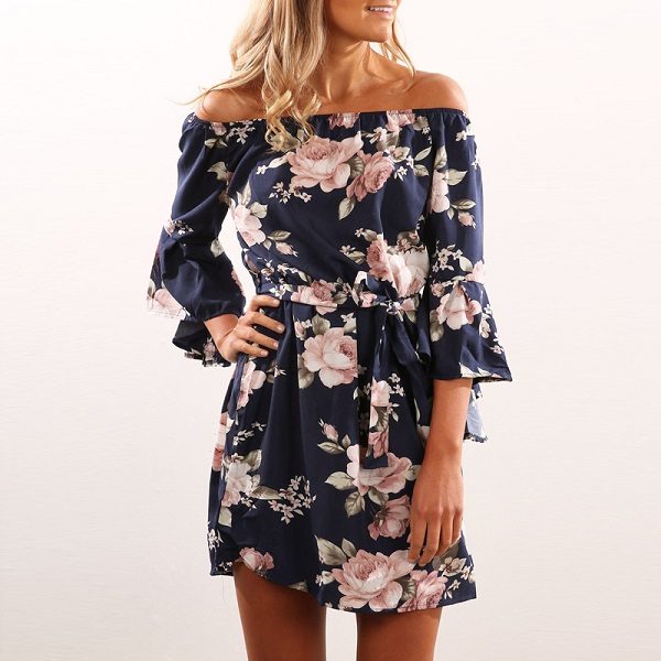 Sexy Off Shoulder Slash Neck Office Dresses