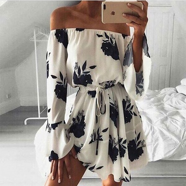 Sexy Off Shoulder Slash Neck Office Dresses - Image 11