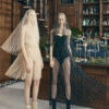 Sexy Party Dress Sheer Dress With Bodysuit Black Strapless Tulle Club Dress - Image 3