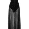 Sexy Party Dress Sheer Dress With Bodysuit Black Strapless Tulle Club Dress - Image 5