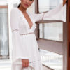 Skater Boho V Neck Long Sleeve Flare Women Short Dress - Image 6