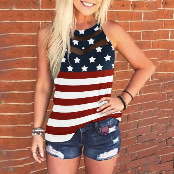 Sleeveless Racer Back Neck Sling Daily Vest Summer Clothes Blouse Tops For Women Pulovers Tee Top - Image 3
