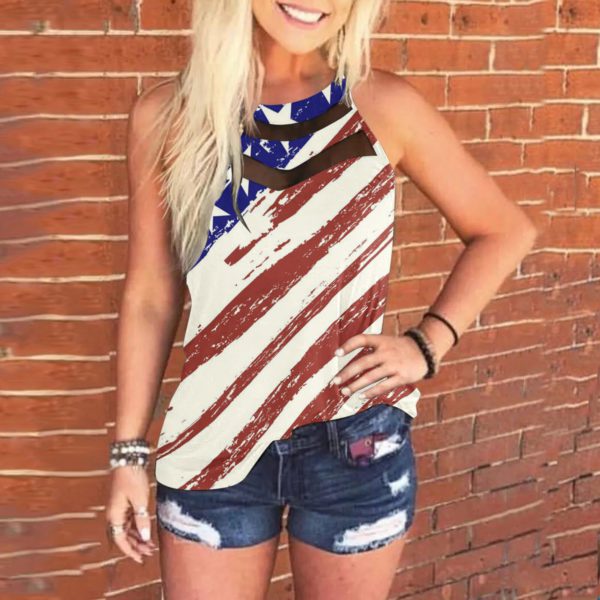Sleeveless Racer Back Neck Sling Daily Vest Summer Clothes Blouse Tops For Women Pulovers Tee Top - Image 4