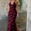 Sleeveless Straps Glitter Sequins Backless Long Maxi Dress - Image 3