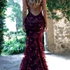 Sleeveless Straps Glitter Sequins Backless Long Maxi Dress - Image 4