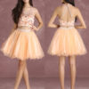 Two Pieces Short Prom Dresses Nude Beading Graduation Dresses