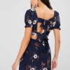 Tie Back Floral Surplice Skater Dress