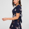 Tie Back Floral Surplice Skater Dress - Image 2