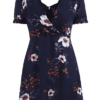 Tie Back Floral Surplice Skater Dress - Image 3