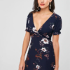 Tie Back Floral Surplice Skater Dress - Image 4